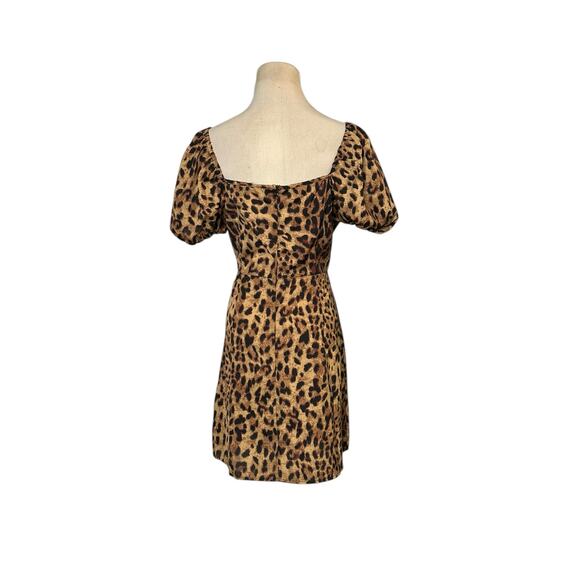 PrettyLittleThing brown black leopard print puff sleeves mini dress size 8 - Picture 10 of 13
